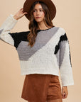 Annie Wear Color Block Drop Shoulder Sweater