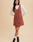 Annie Wear V-Neck Adjustable Strap Denim Overall Dress with Pockets