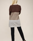 Color Block Open Front  Cardigan