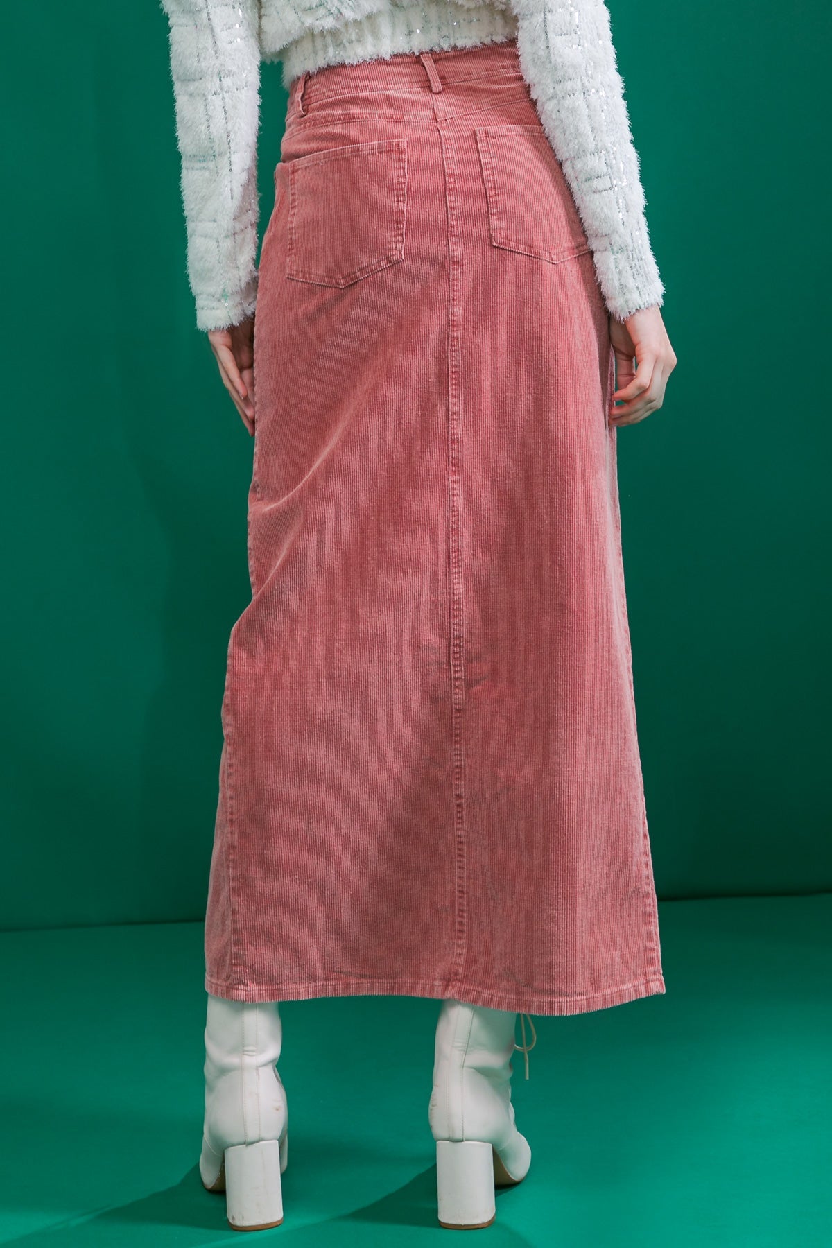 Flying Tomato Perfect Pick Corduroy Midi Skirt