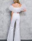 Flying Tomato A Power Mood White Denim Jumpsuit