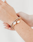 Birdie Beaded Stretch Bracelet with Disc Charm