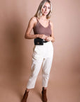 Mini Faux Leather Belt Bag with Gold Chain