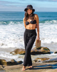 Black Wide Leg Cotton Pants