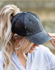 Distressed Messy Bun Hat Cap