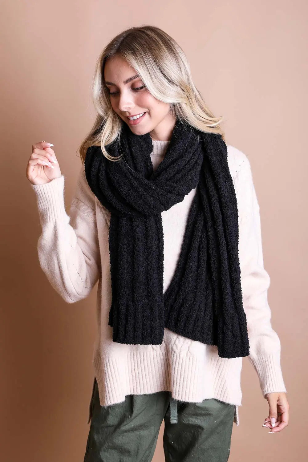 Cozy Bouclé Fringe Scarf