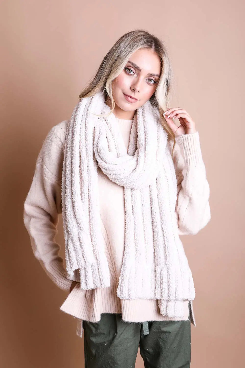 Cozy Bouclé Fringe Scarf