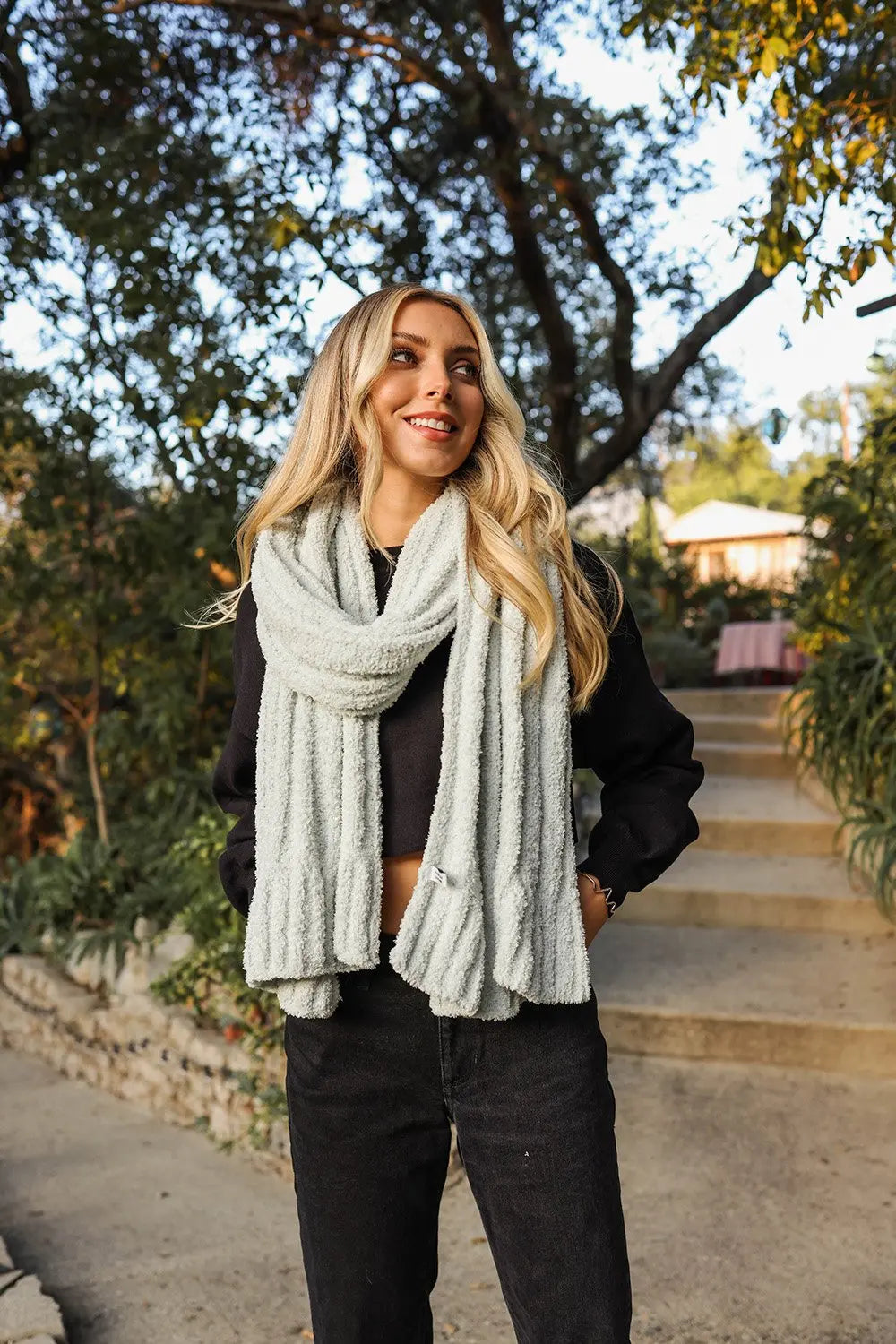 Cozy Bouclé Fringe Scarf
