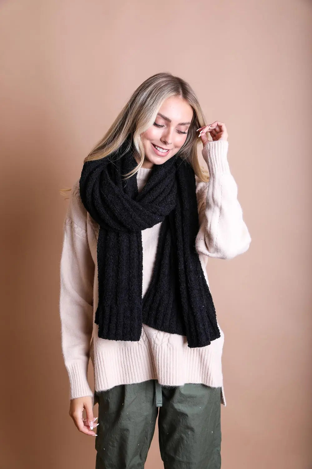 Cozy Bouclé Fringe Scarf