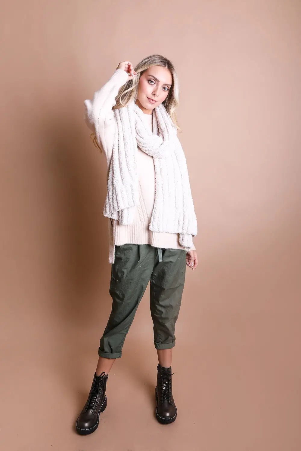 Cozy Bouclé Fringe Scarf