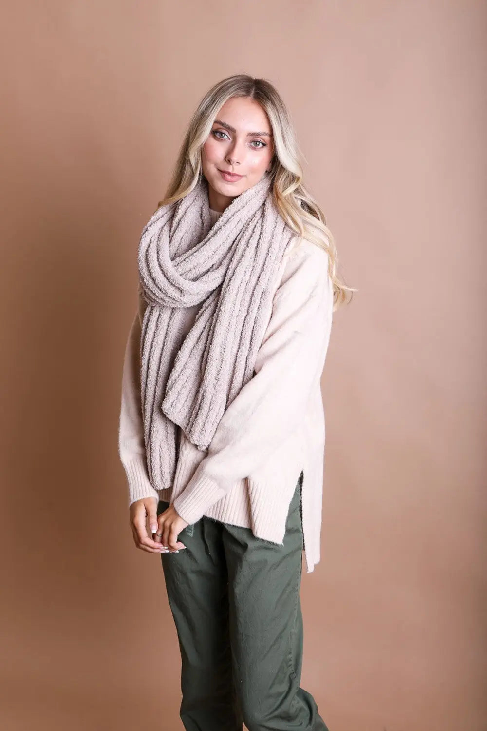 Cozy Bouclé Fringe Scarf