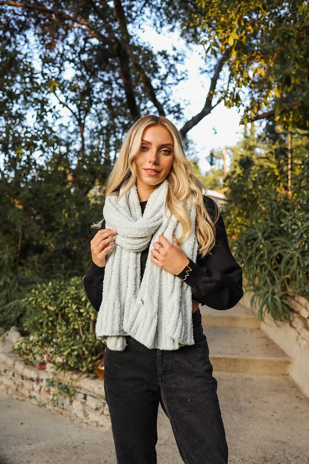 Cozy Bouclé Fringe Scarf
