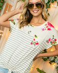 e Luna PLUS Striped Floral Mixed Top