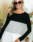 e Luna PLUS Solid Striped Colorblock Top