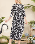 Celeste Full Size Printed Contrast Dress with Pockets