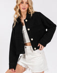 bytos Button Down Cropped Denim Jacket with Patch Pockets