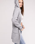 Zenana Hooded Open Front Sweater Cardigan