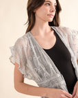 Chiffon Embroidery Lace Kimono Duster Cardigan