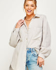 Textured Gauze Button Down Puff Sleeve Blouse