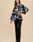 Annie Wear Frill Printed Balloon Sleeve Blouse