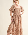 And The Why Full Size Square Neck Puff Sleeve Dress