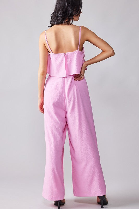 Trend Notes Ruffled Bodice Wide Leg Jumpsuit