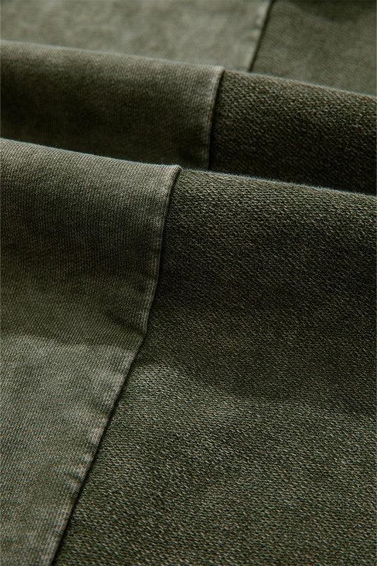 Mineral Wash Patchwork Tiered Wide Leg Pants