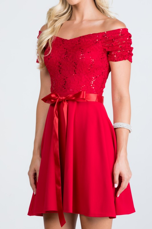 La Scala PLUS Off Shoulder Ruched Sleve Flare Dress