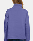 Zenana Turtleneck Half Snap Fleece Sweatshirt