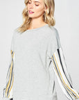 e Luna Multi Striped Solid Sweatshirt