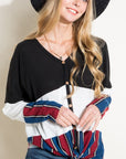 e Luna Brushed Hacci Striped Casual Top