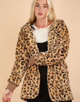 VERY J Fuzzy Leopard Long Sleeve Hooded Jacket