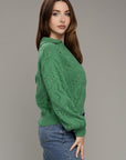 Hole-Knit Collared Sweater