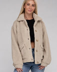 Cozy Sherpa Button-Front Jacket