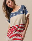 BiBi American Flag Theme Short Sleeve T-Shirt