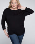 Zenana Plus Luxe Rayon Boat Neck 3/4 Sleeve Top