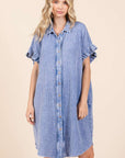 Mittoshop Mineral Wash Cotton Gauze Mini Shirt Dress