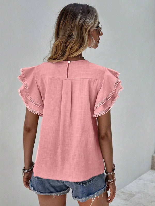 Claudia G Denise Ruffle Cap Sleeve Top