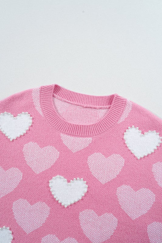 Valentine Heart Pearl Crewneck Sweater
