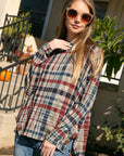 e Luna Plaid Mock Neck Boxy Top