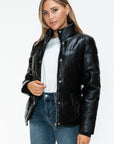 YMI Pocketed Zip Up Turtleneck Puffer Jacket