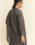 Davi & Dani High-Low Chest Pocket Button Up Shirt