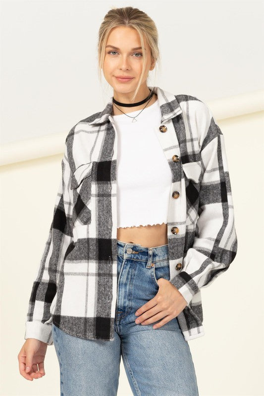 HYFVE Effortless Ease Plaid Print Shacket - Online Only