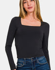 Zenana Square Neck Fitted Long Sleeve T-Shirt