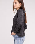 Zenana Hooded Brushed Melange Hacci Sweater