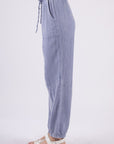 VERY J Washed Woven Crinkle Gauze Drawstring Cargo Pants