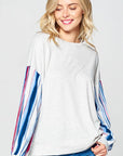 e Luna Multi Striped Solid Sweatshirt