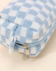 Zenana Checkered Pattern Knitted Cosmetic Pouch