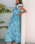 Floral Square Neck Ruffle Strap Maxi Dress