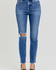 RISEN Full Size High Rise Ankle Skinny Knee Distressed Jeans